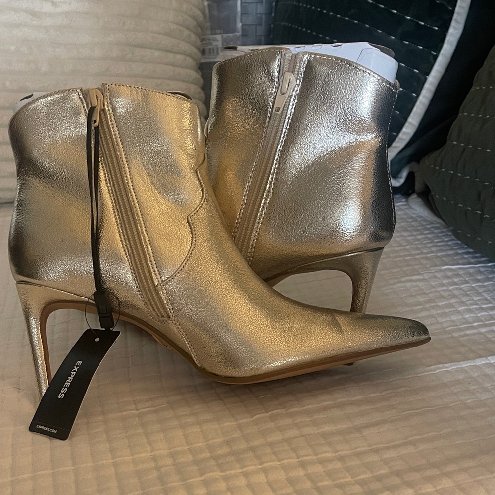 Express Metallic Silver Heeled Boots